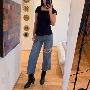 Navy Short Sleeve Women's Top